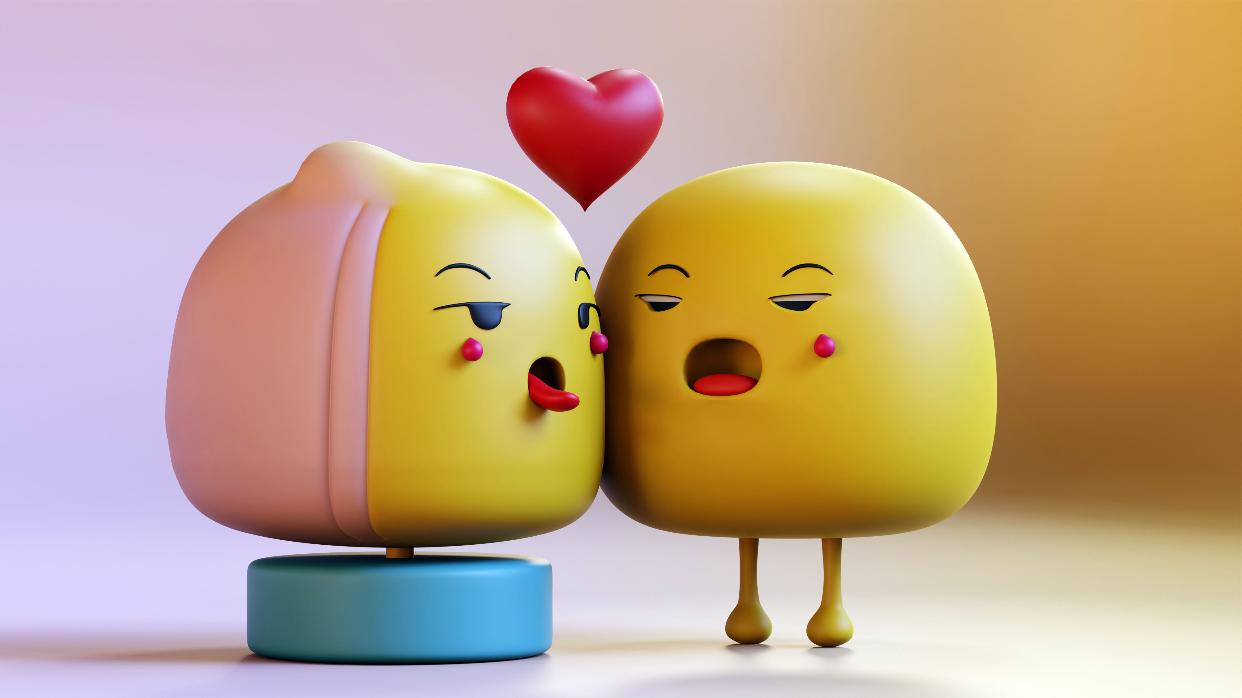 Cute Emoji Couple in Love Low-poly 3D model_8
