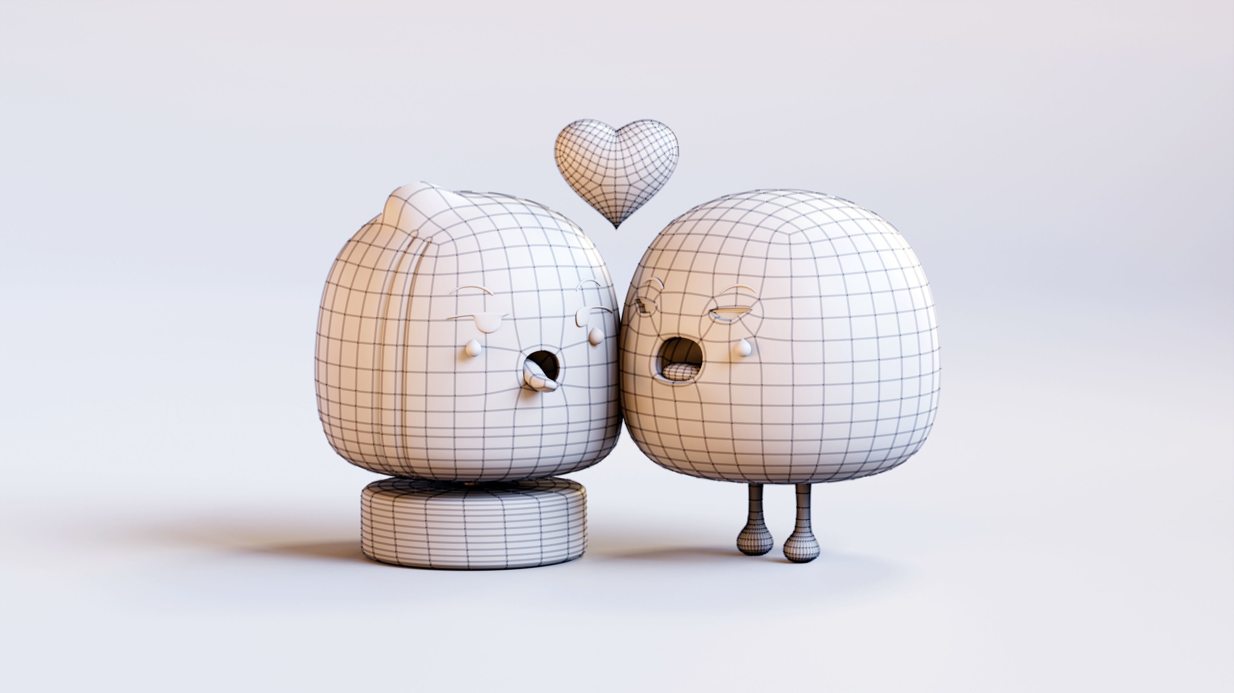Cute Emoji Couple in Love Low-poly 3D model_16