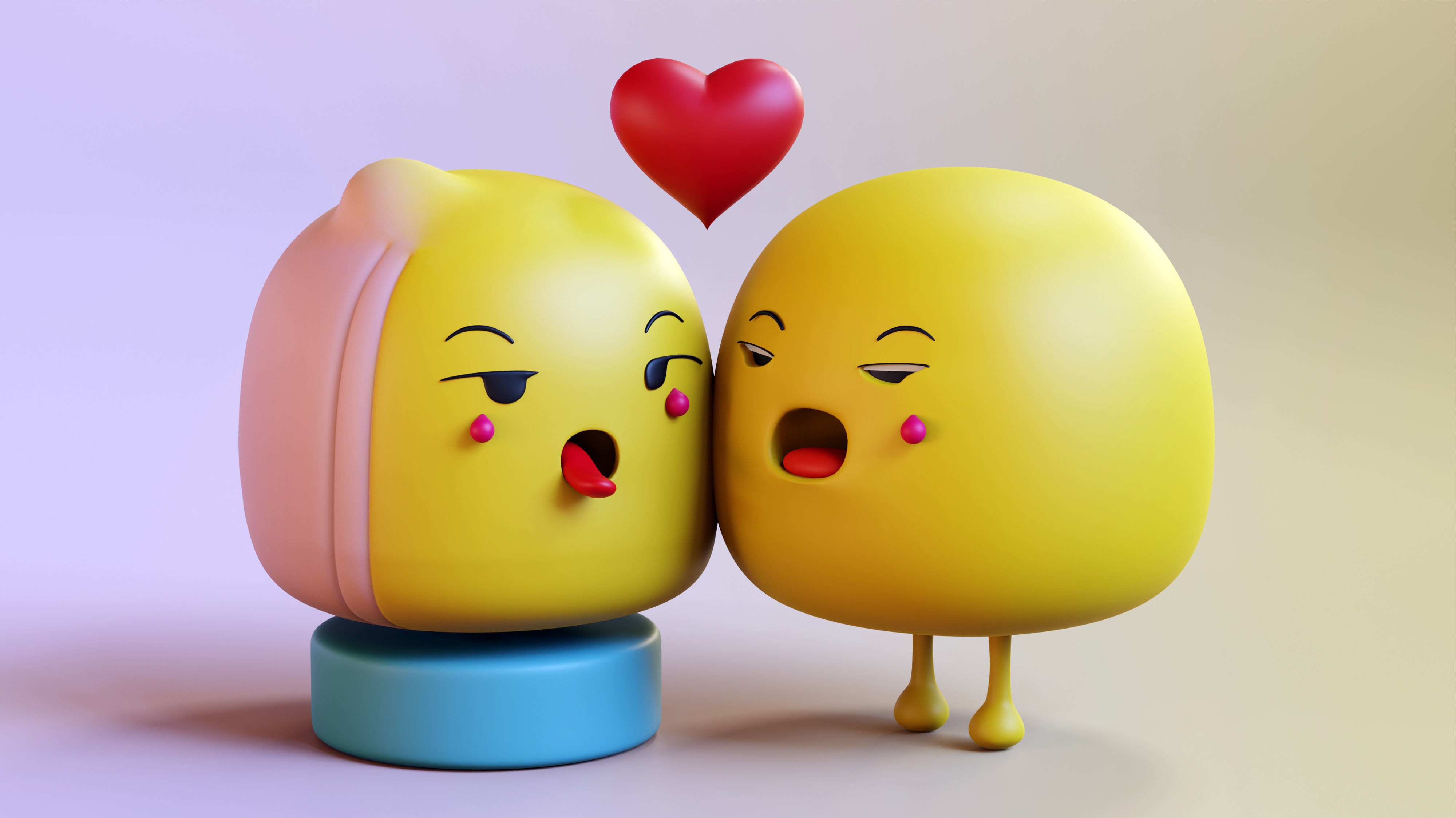 Cute Emoji Couple in Love Low-poly 3D model_15