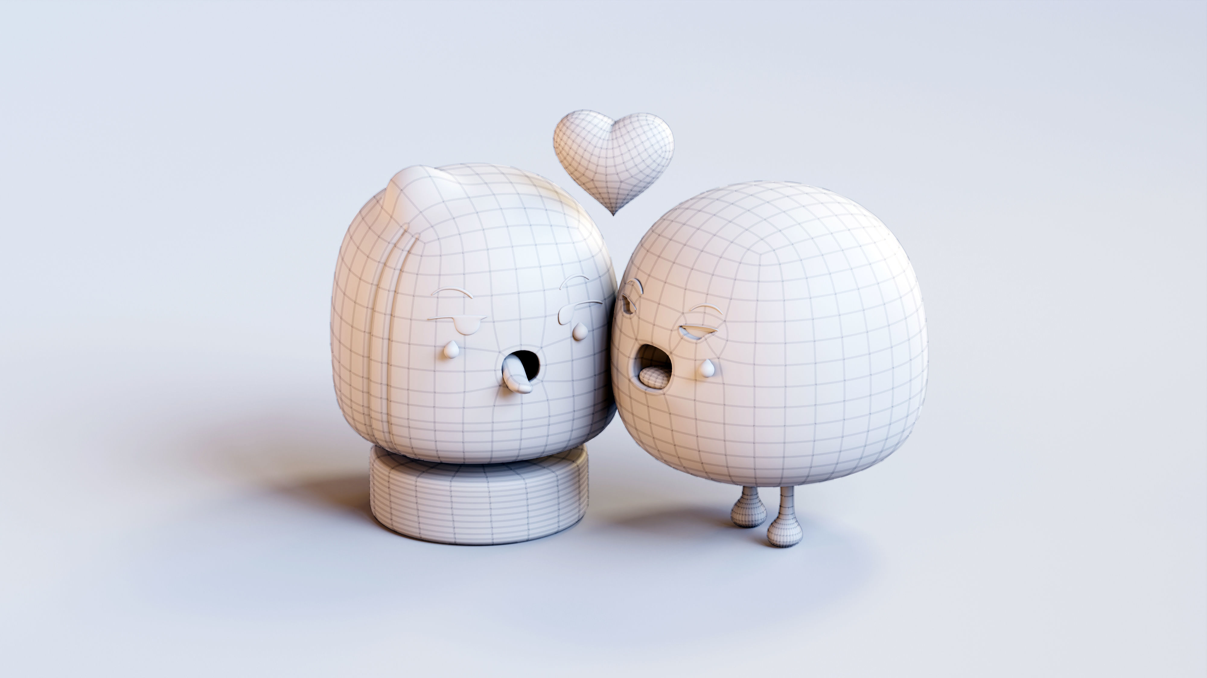 Cute Emoji Couple in Love Low-poly 3D model_12