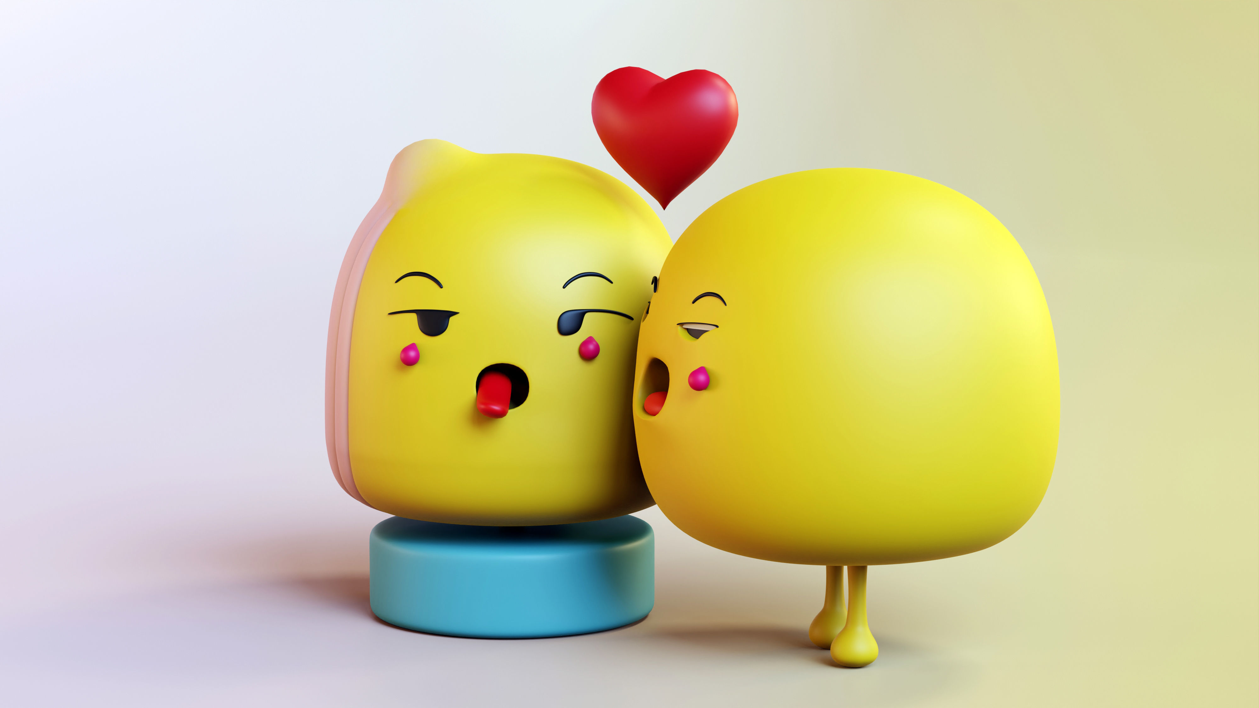 Cute Emoji Couple in Love Low-poly 3D model_11