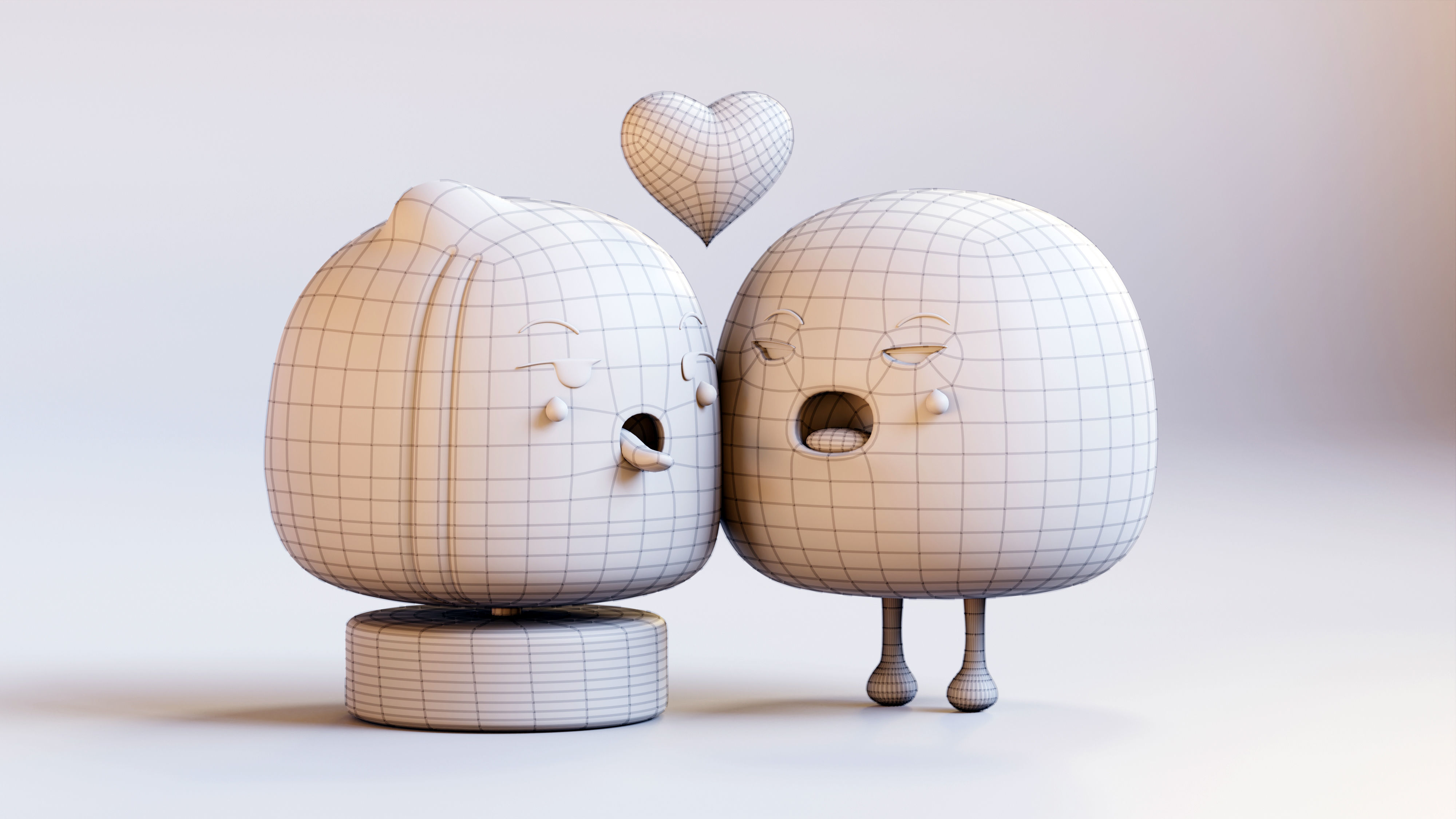 Cute Emoji Couple in Love Low-poly 3D model_14