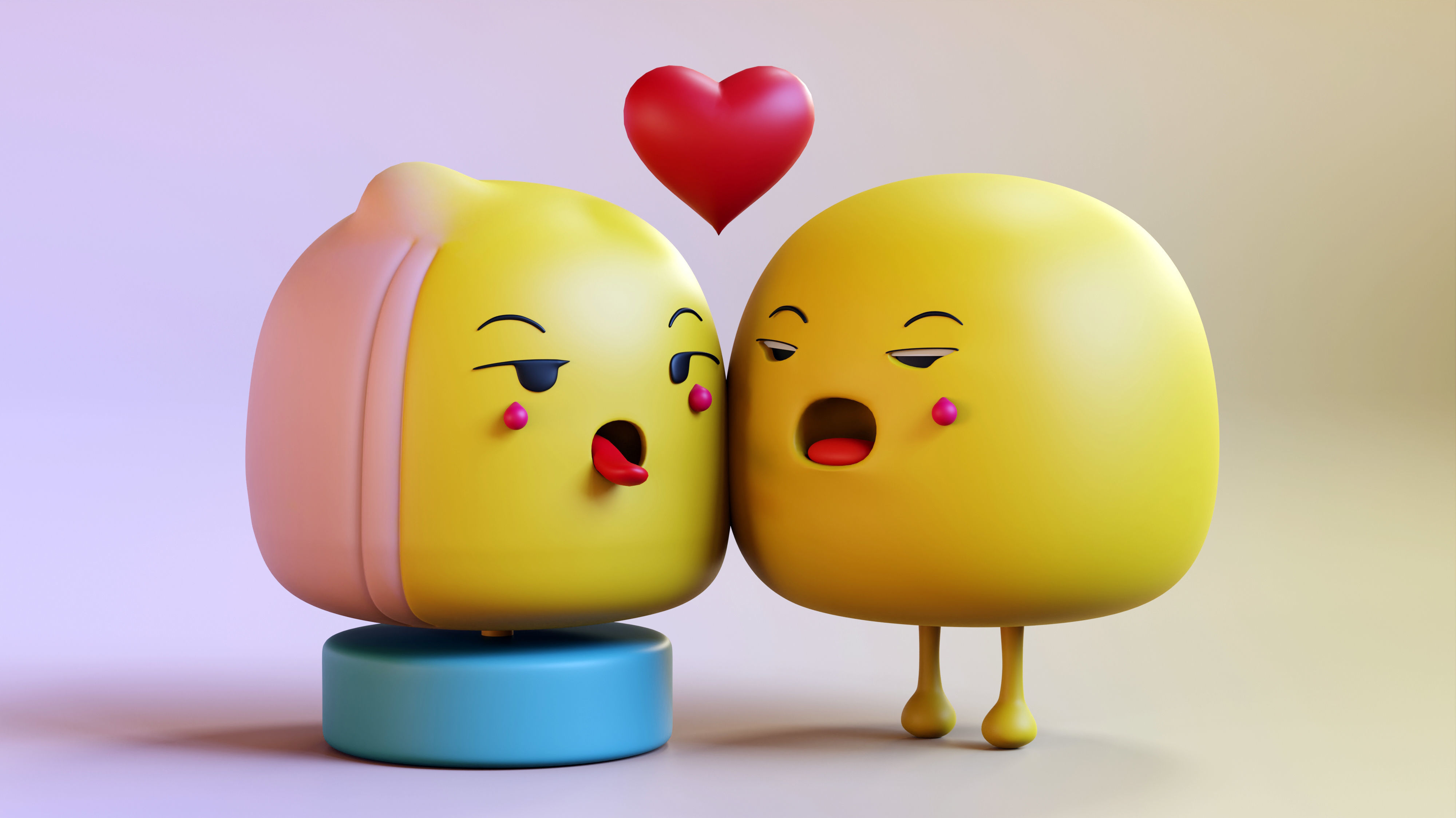 Cute Emoji Couple in Love Low-poly 3D model_19