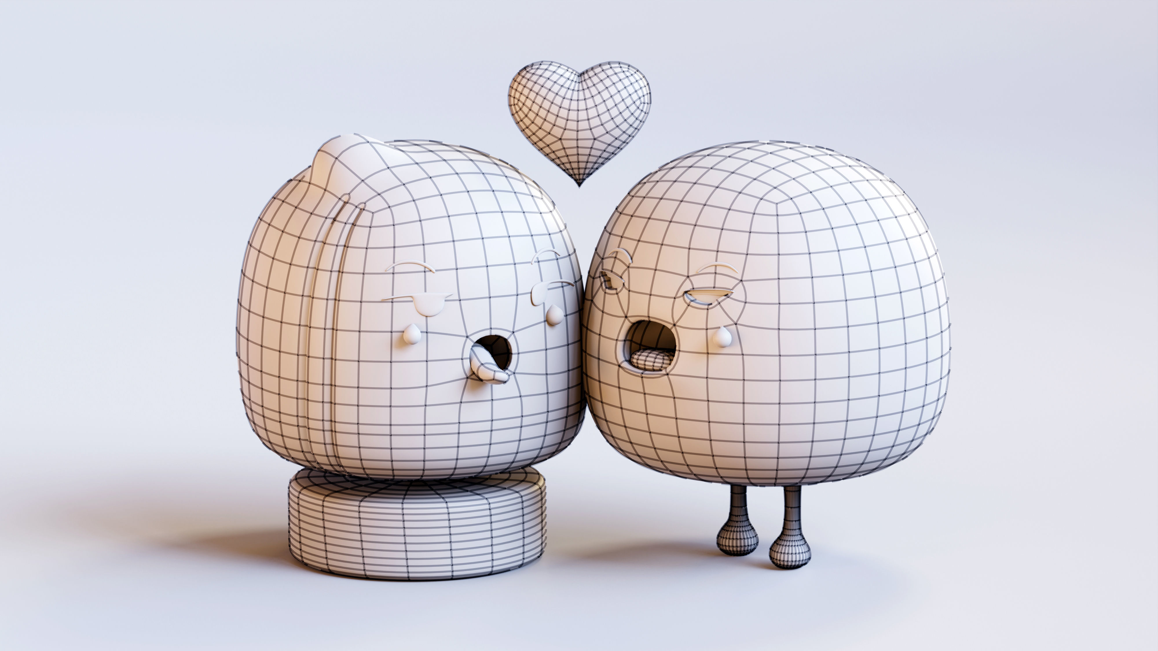 Cute Emoji Couple in Love Low-poly 3D model_18