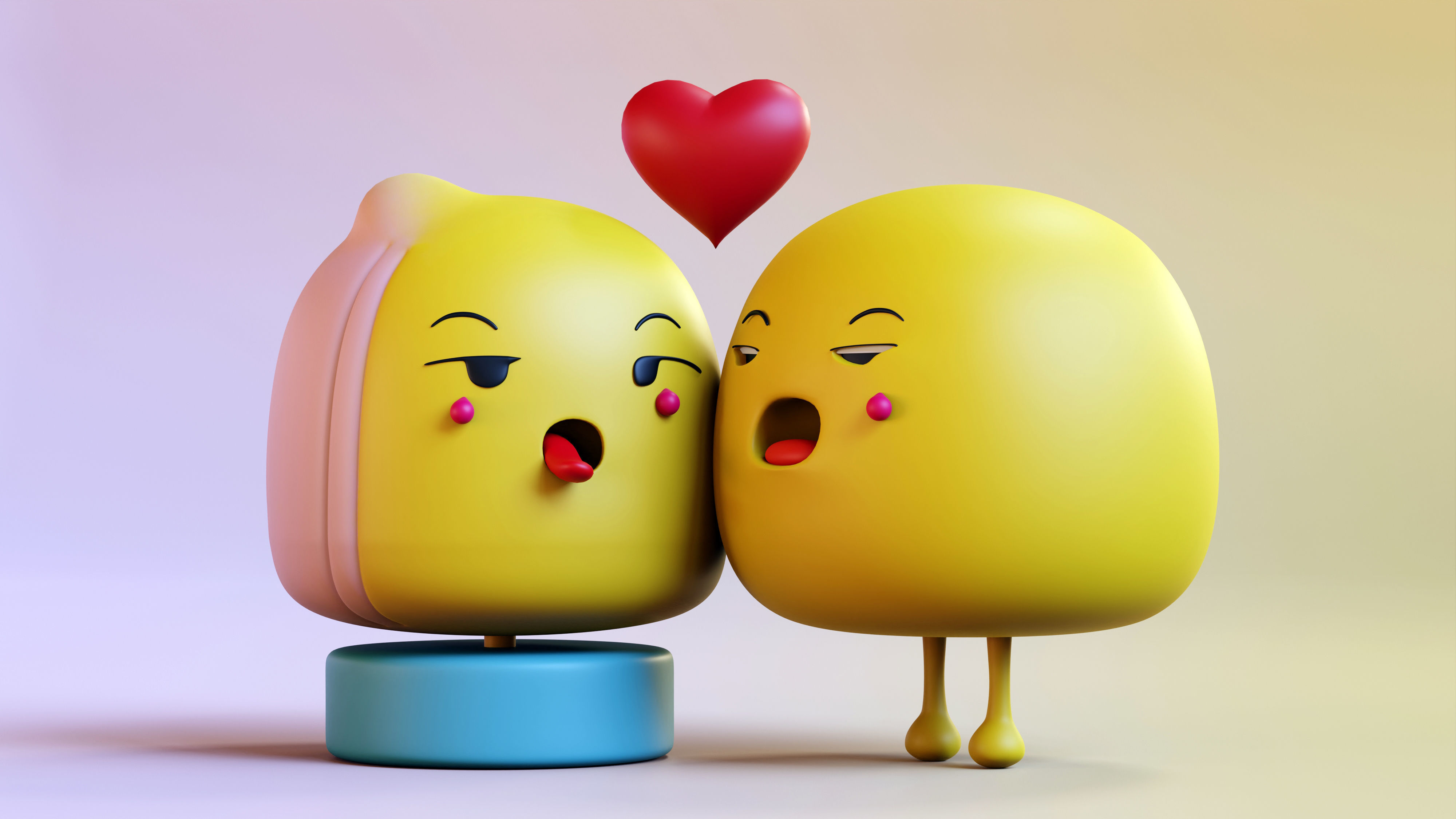 Cute Emoji Couple in Love Low-poly 3D model_6