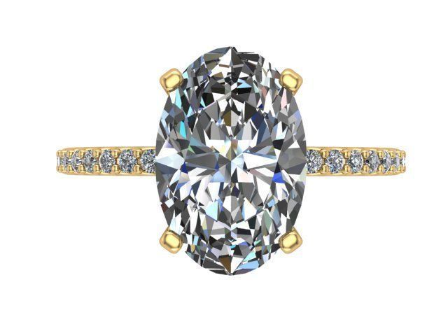 Oval Cut Diamond Engagement Ring 3D print model_1