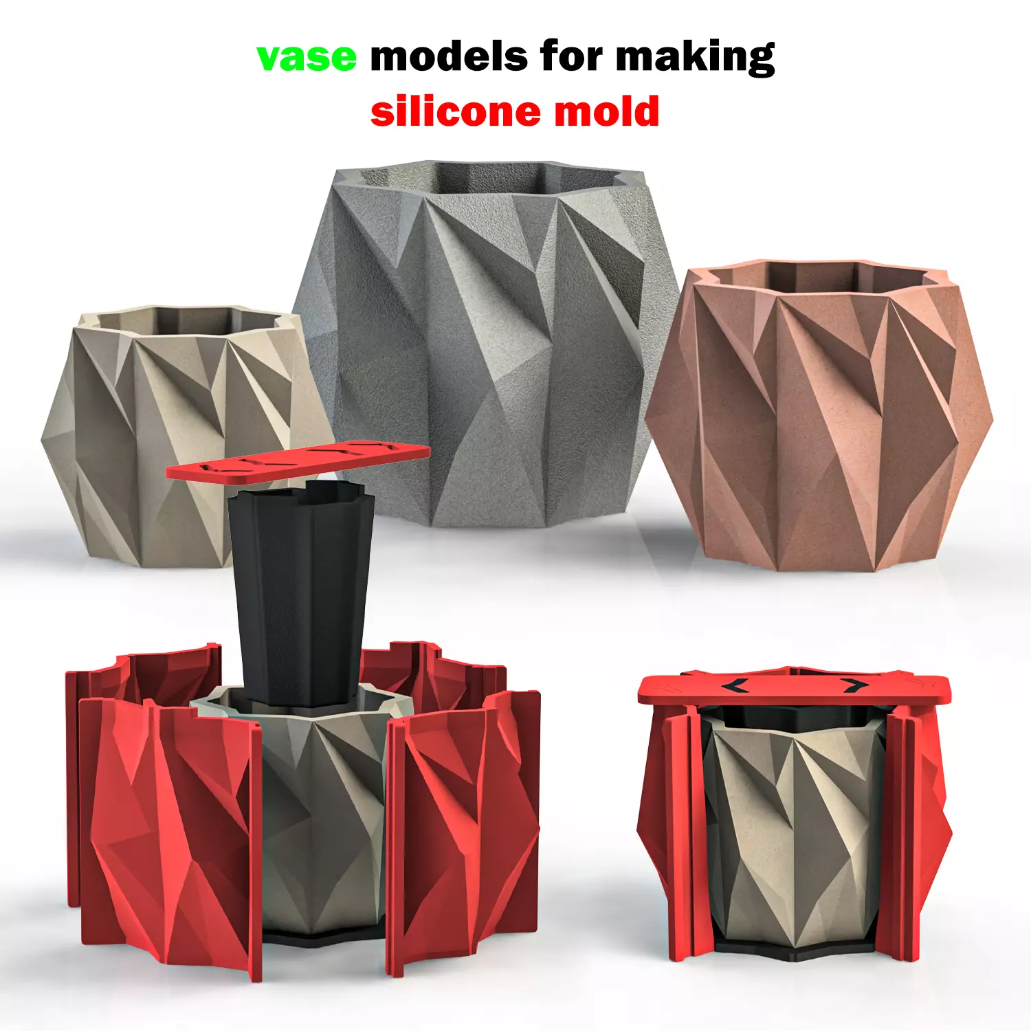 3 sizes of vases for making silicone mold 3D print model_0