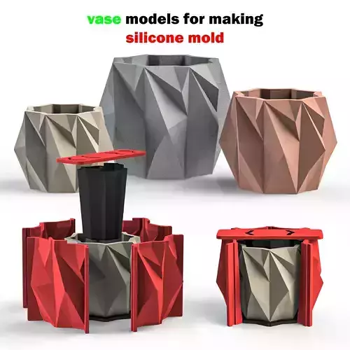 3 sizes of vases for making silicone mold 3D print model