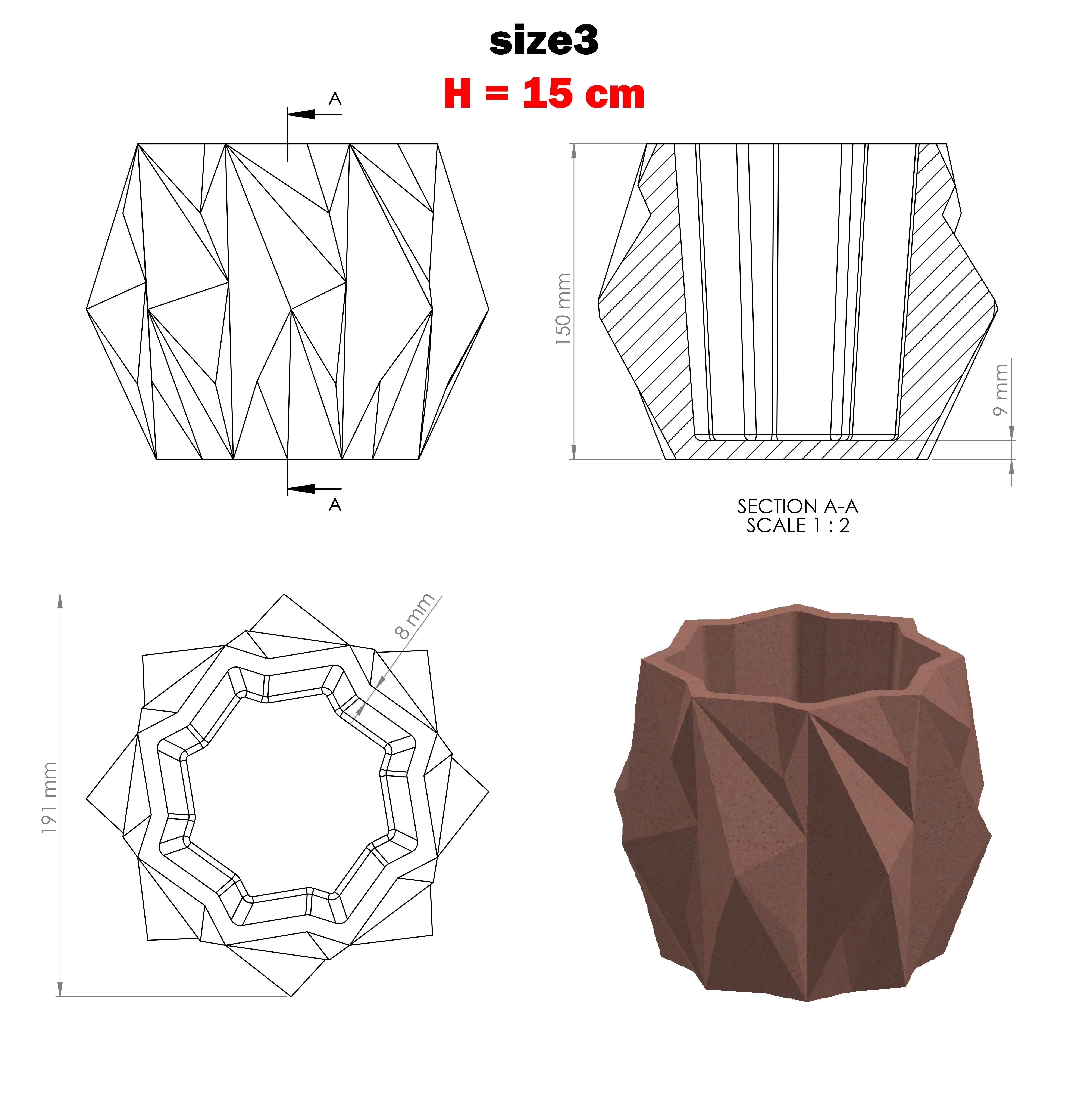 3 sizes of vases for making silicone mold 3D print model_7