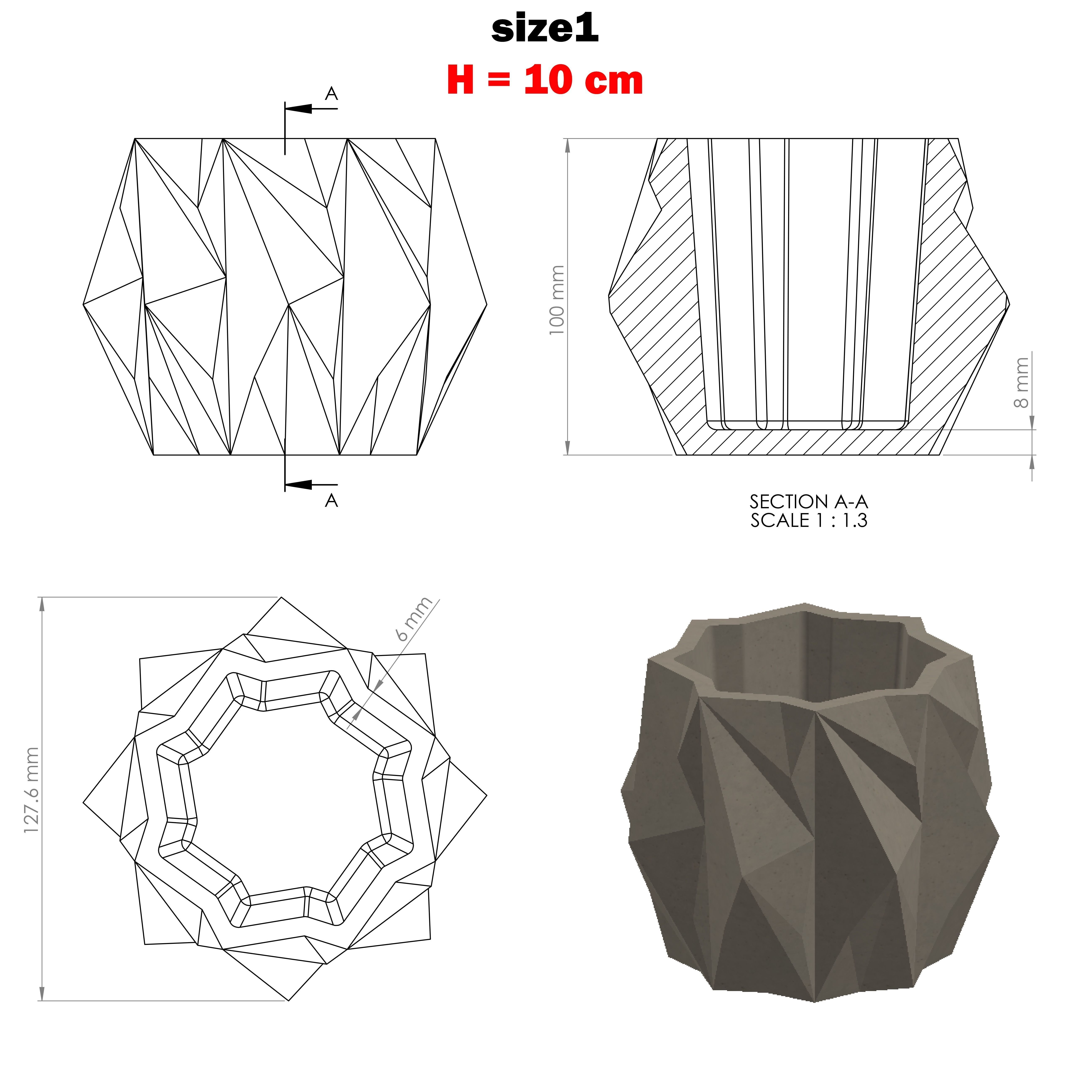 3 sizes of vases for making silicone mold 3D print model_3