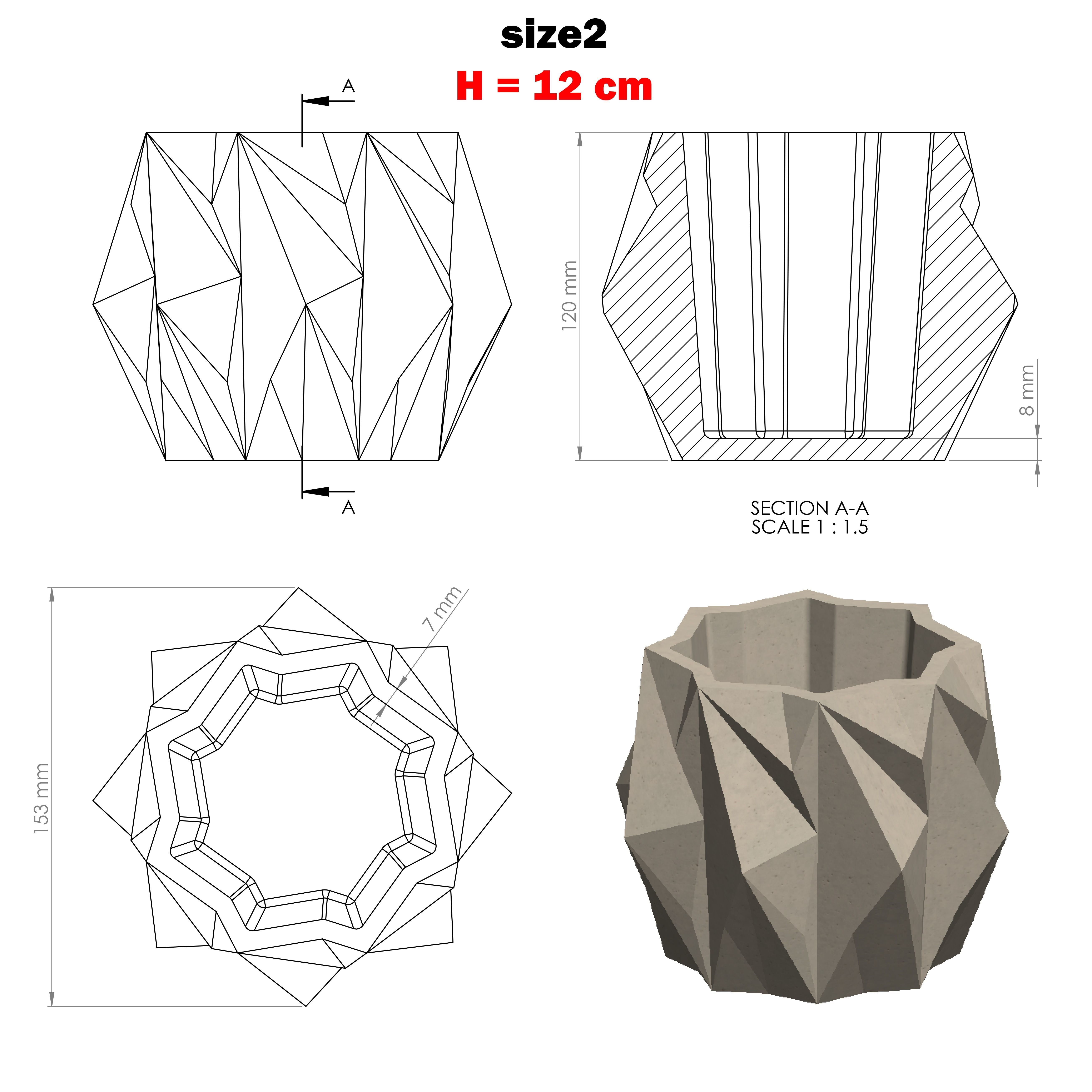 3 sizes of vases for making silicone mold 3D print model_5