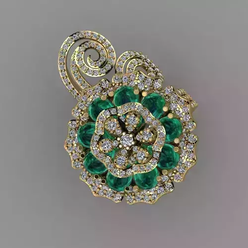 Daimond Flower With the Top Of Pear Green Opals 3D Ring 
