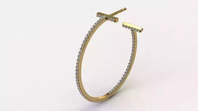 T Hoop Earring diameter 30 mm with diamonds