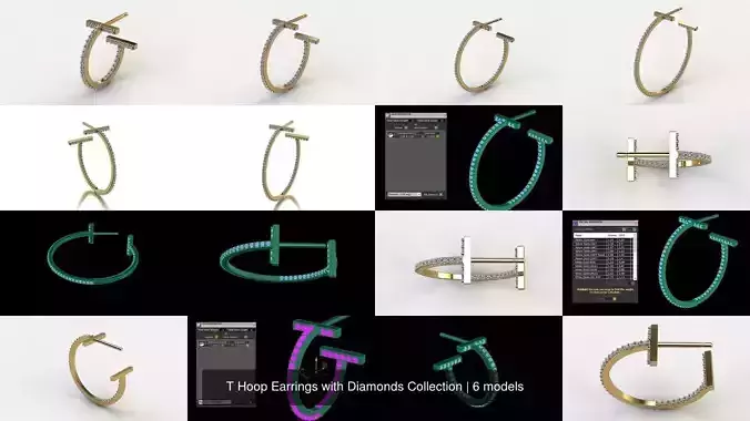 T Hoop Earrings with Diamonds Collection