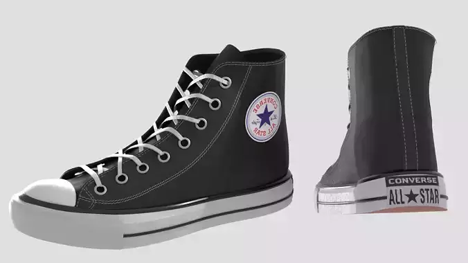 3D converse sneakers - low poly shoes