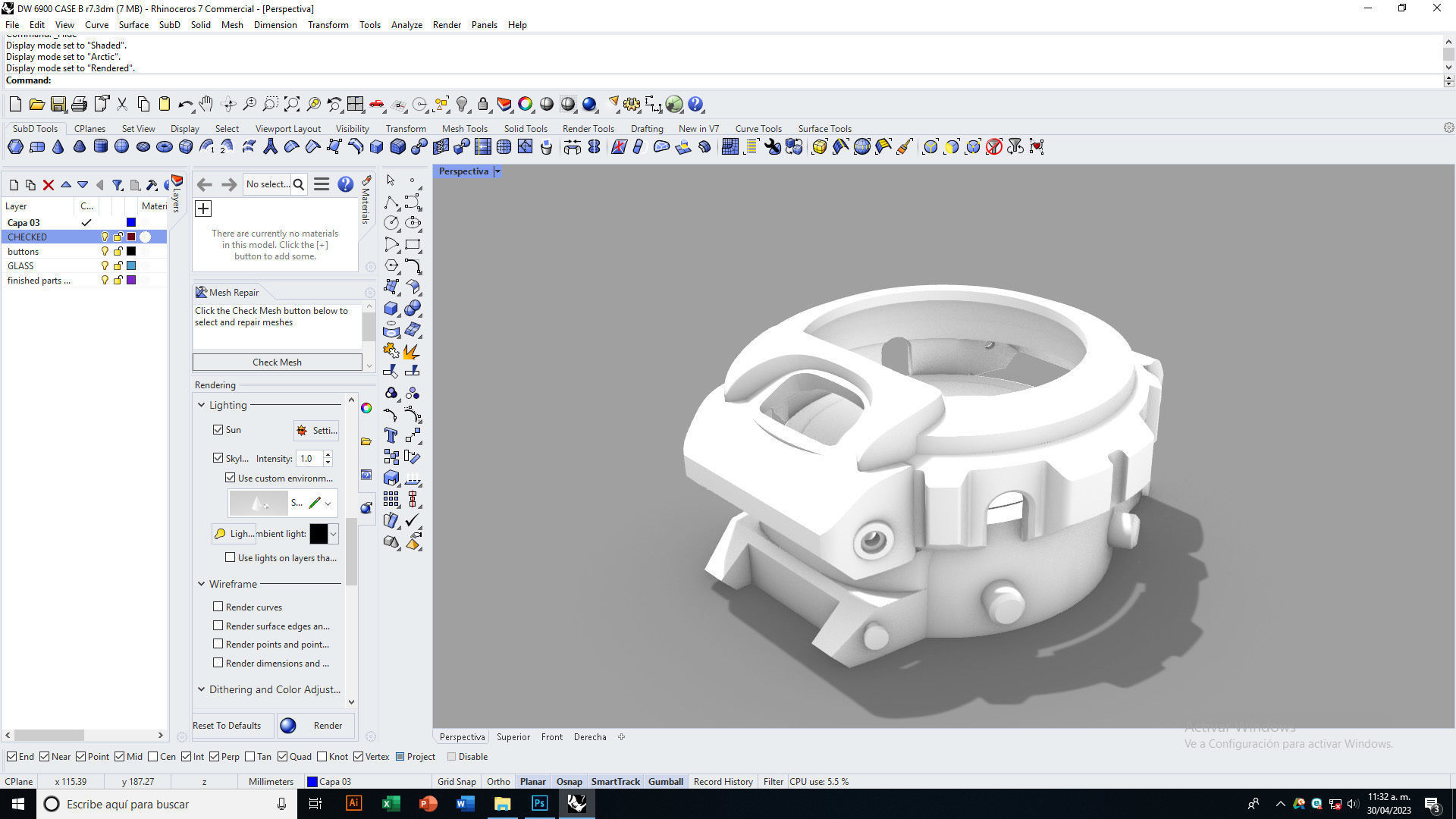 Watch case compatible with DW-6900 3D print model_4