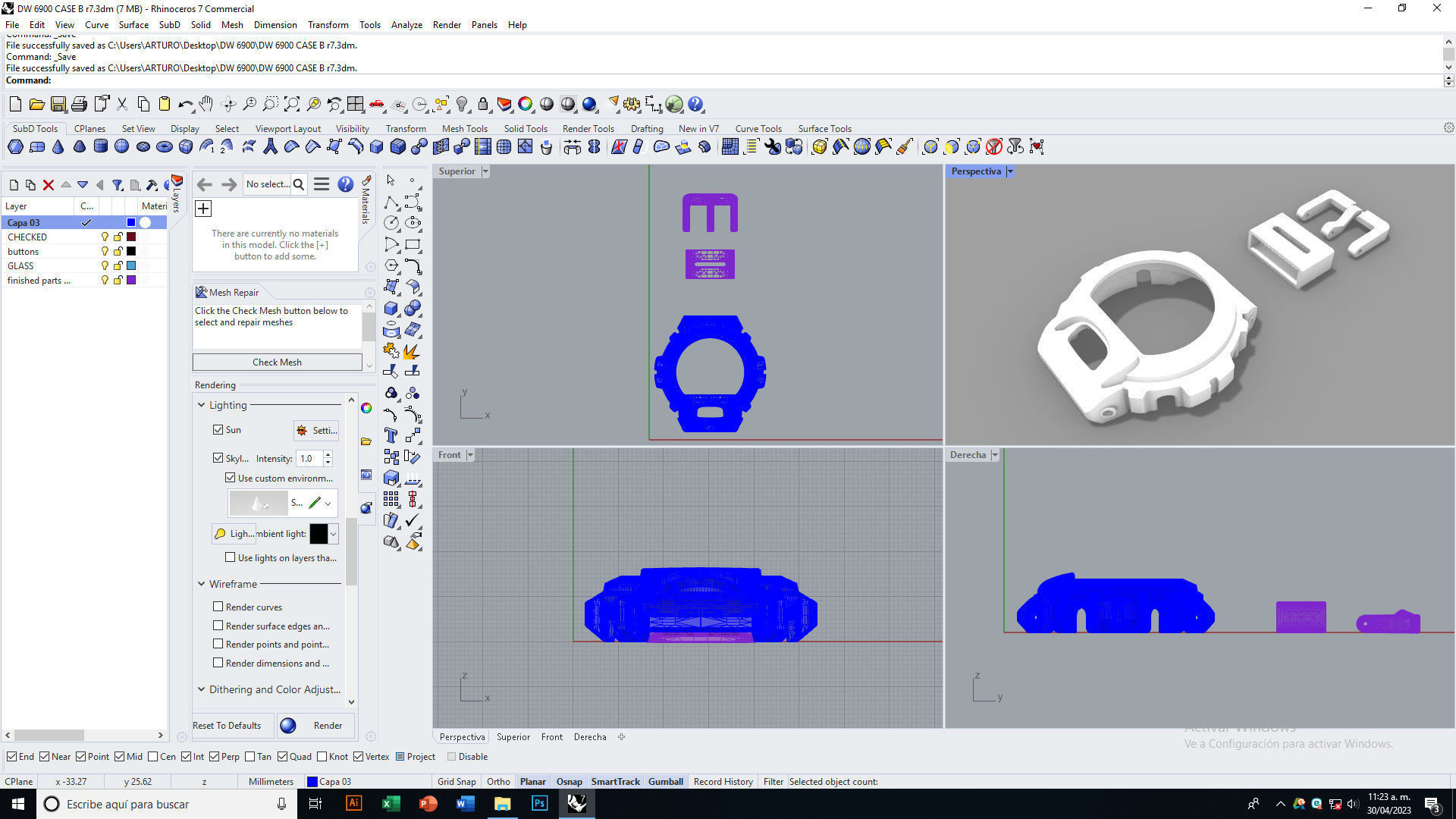 Watch case compatible with DW-6900 3D print model_2