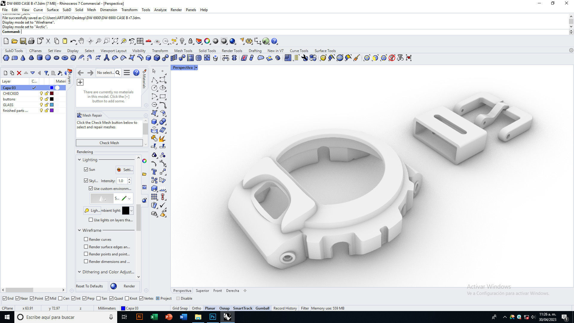 Watch case compatible with DW-6900 3D print model_8
