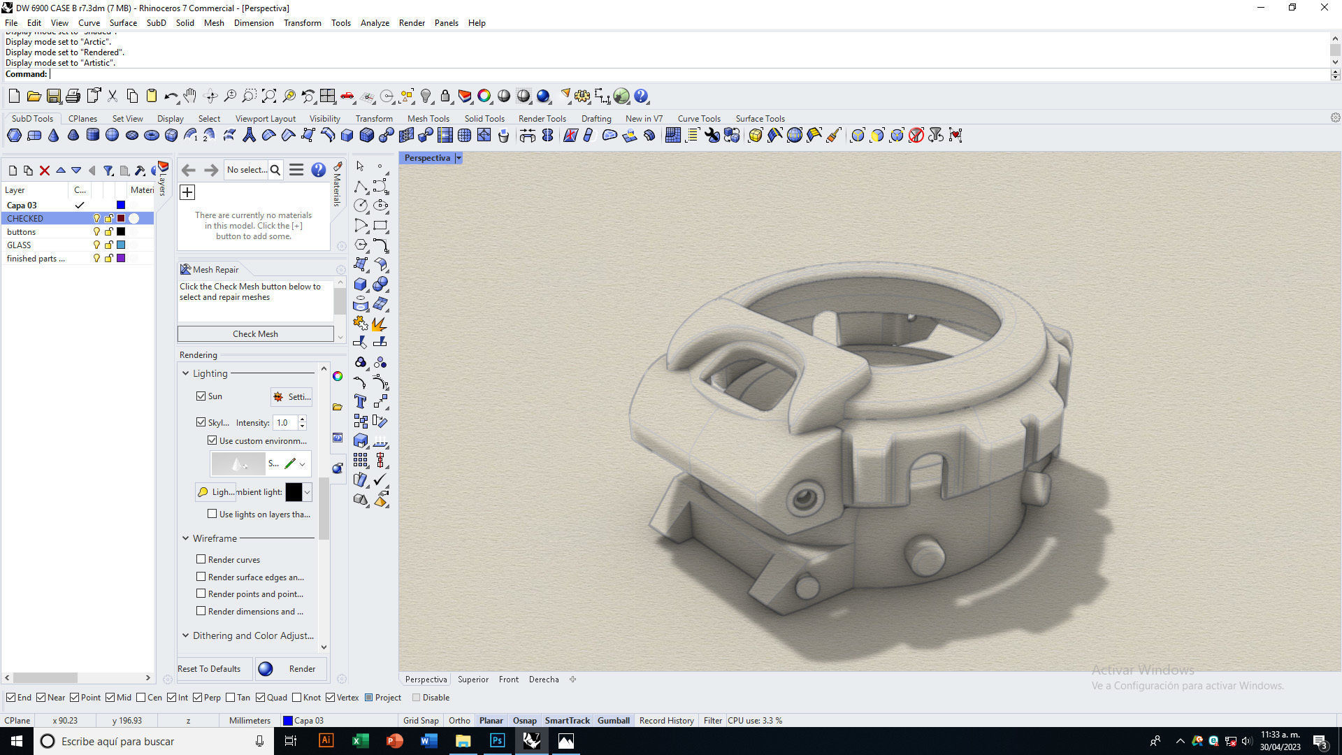 Watch case compatible with DW-6900 3D print model_5