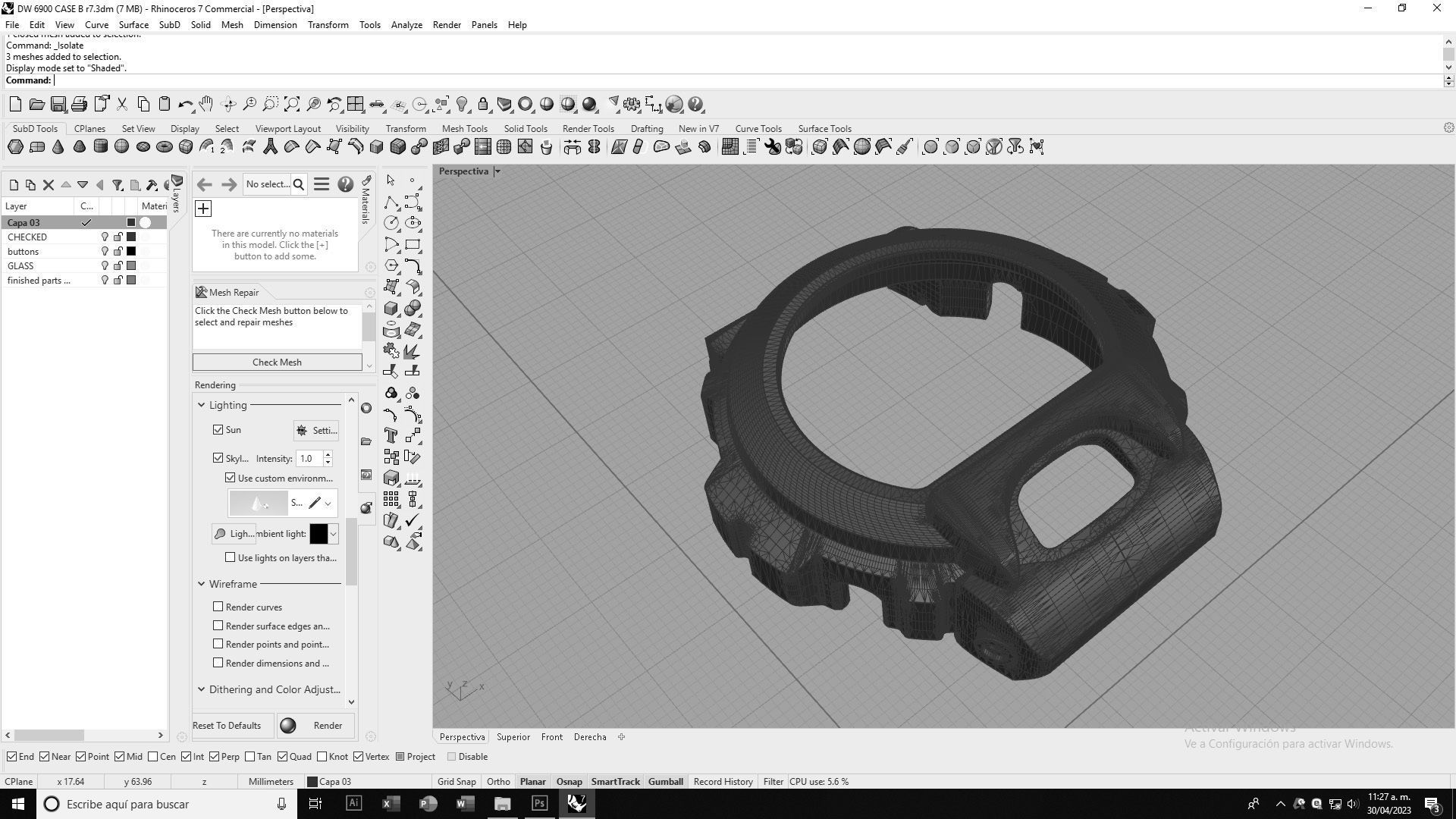 Watch case compatible with DW-6900 3D print model_10