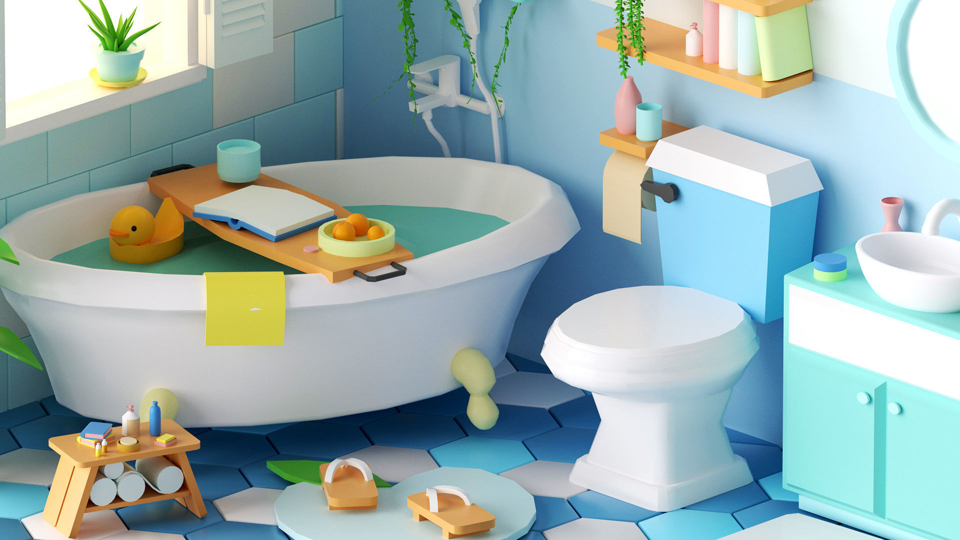 bathroom low poly 3D model 3D model_1