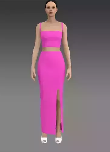 two pieces magenta color pink suit 