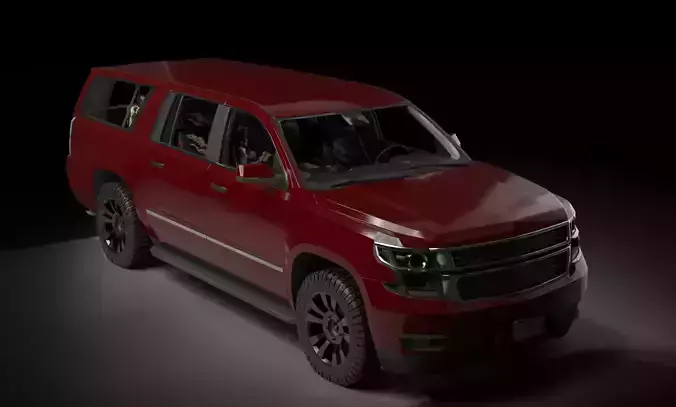 Game Ready Rigged Chevy Suburban de-badged PBR Low-poly 3D model