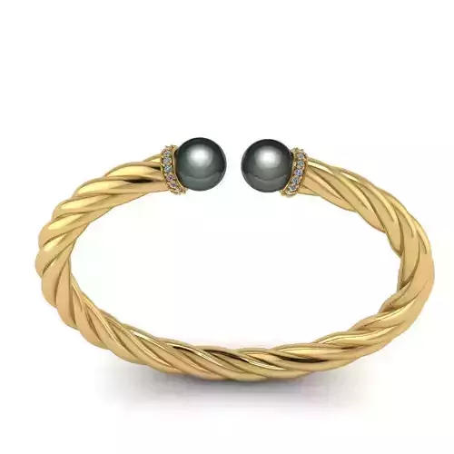 Gold bracelet with pearl gem