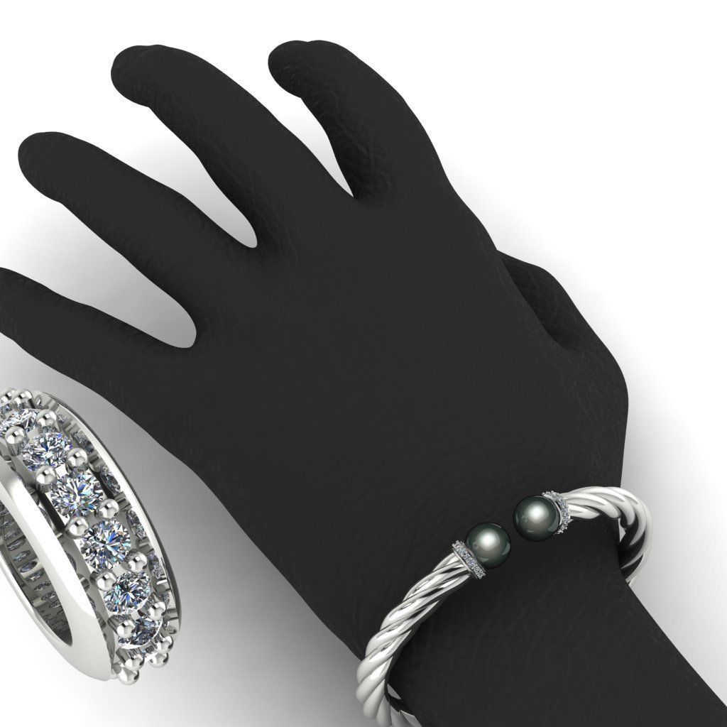 Gold bracelet with pearl gem 3D print model_5