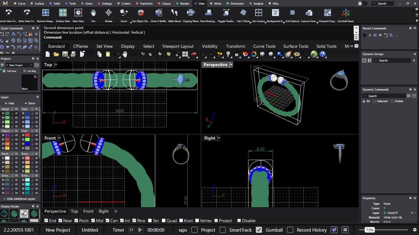 Gold bracelet with pearl gem 3D print model_7