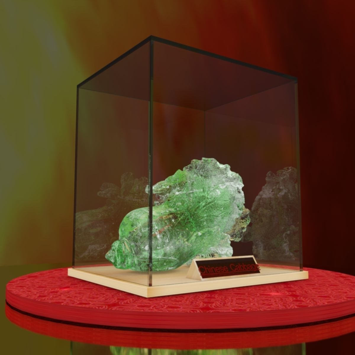 Chinese green cabbage crystal gem 3D model_2