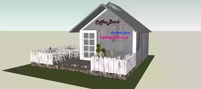 coffee barn with industrial concept 3D print model