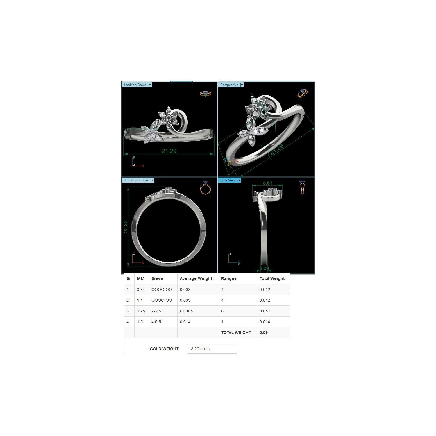 Women Star Ring STL OBJ FBX Renders Details 3D print model_24