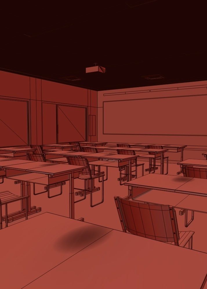 Modern School Classroom  Low-poly 3D model_17