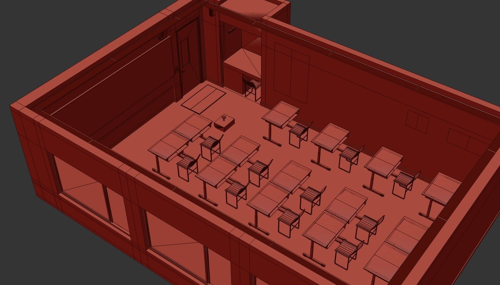 Modern School Classroom  Low-poly 3D model_18