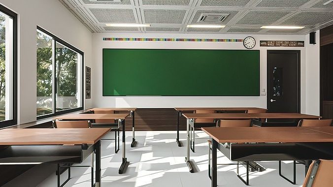 Modern School Classroom  Low-poly 3D model 4