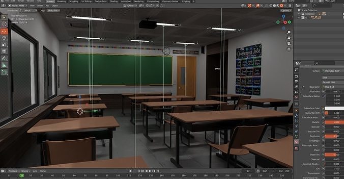 Modern School Classroom  Low-poly 3D model 6