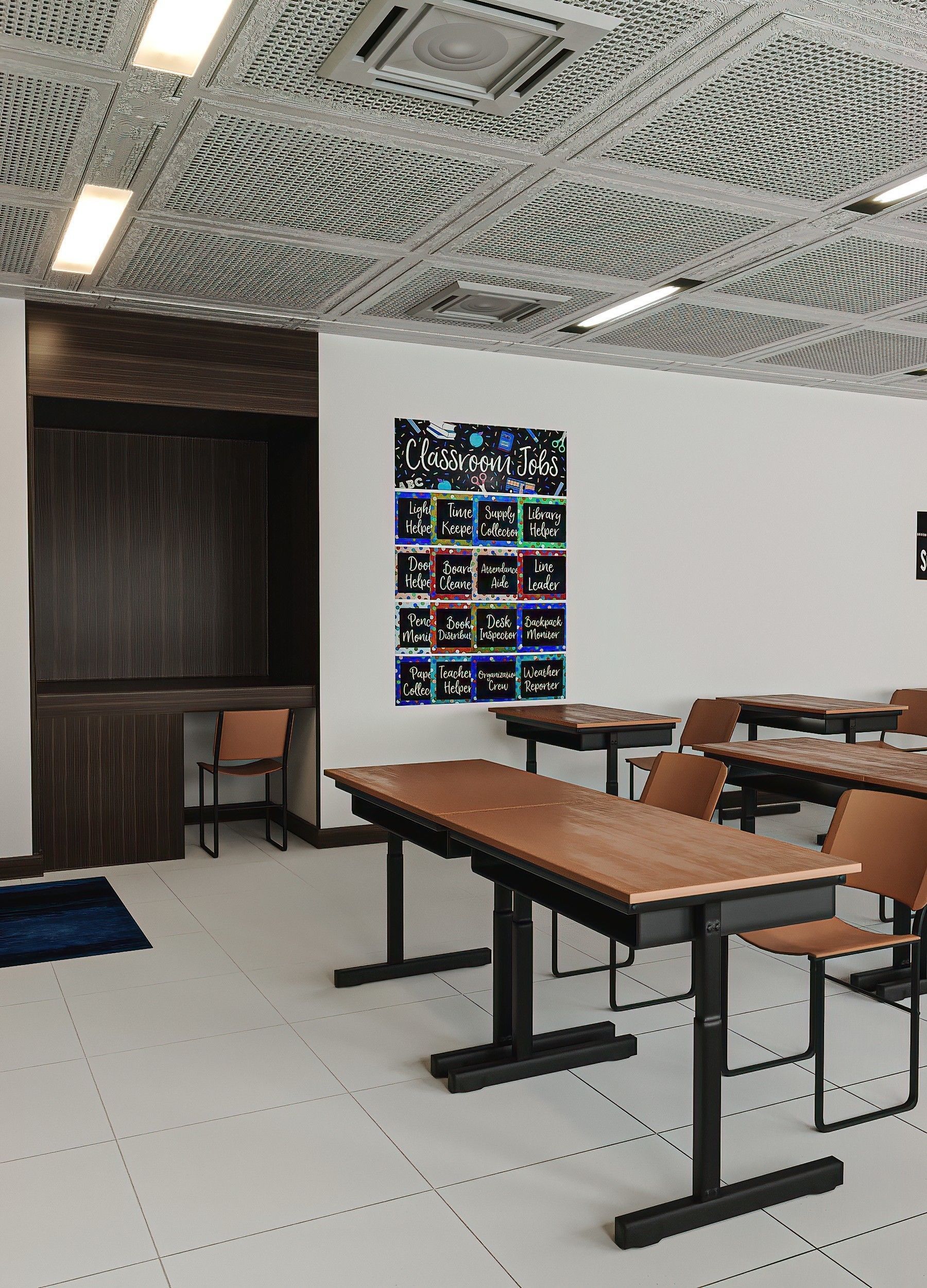 Modern School Classroom  Low-poly 3D model_21