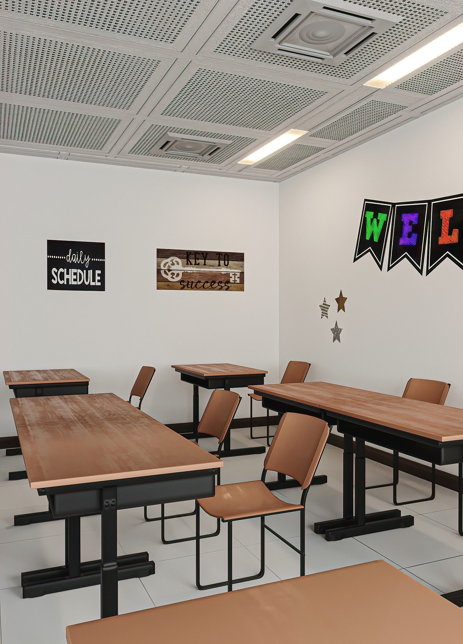 Modern School Classroom  Low-poly 3D model_10