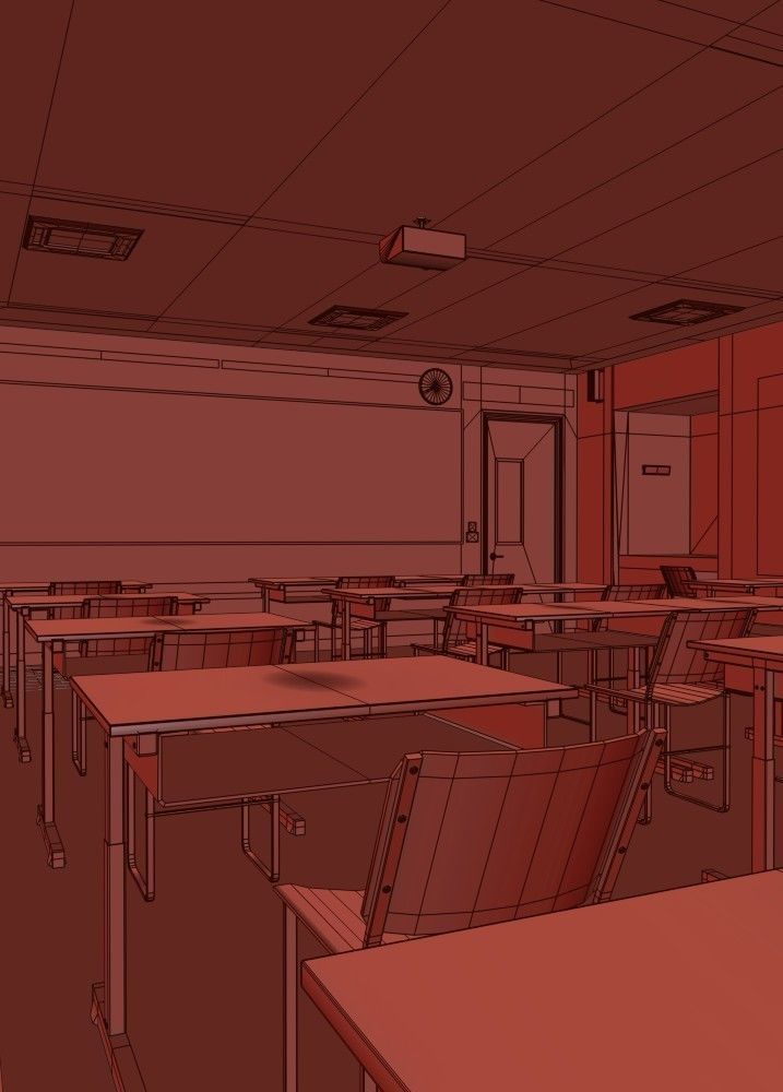 Modern School Classroom  Low-poly 3D model_15