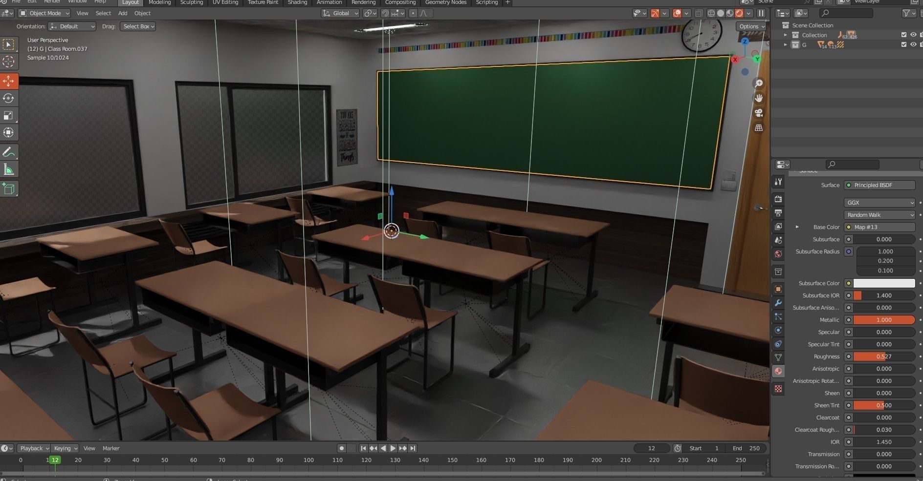 Modern School Classroom  Low-poly 3D model_16