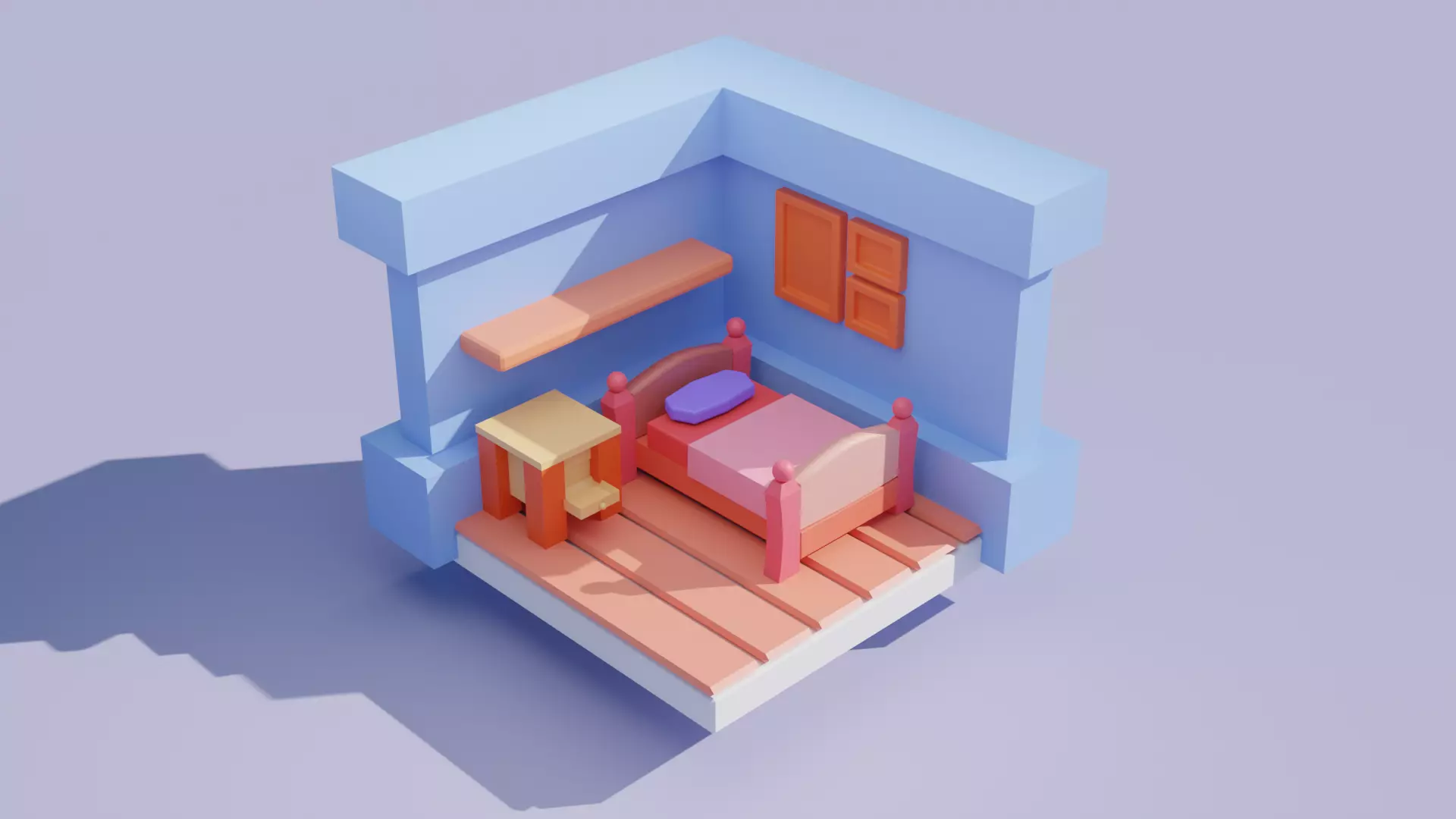 Isometric View Of a House 3D model_0