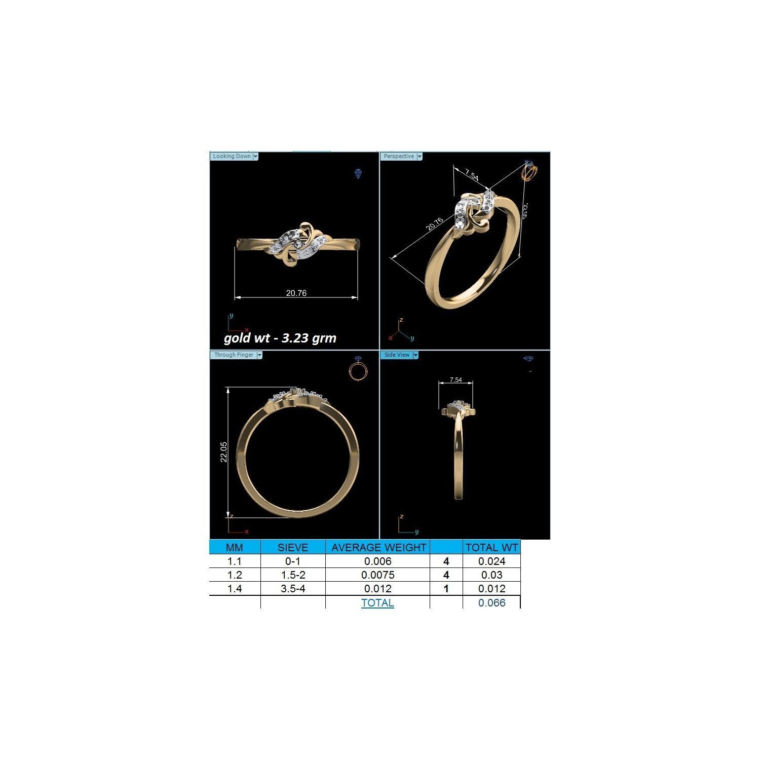 Women Wedding Engagement Ring STL OBJ FBX Renders Details 3D print model_24