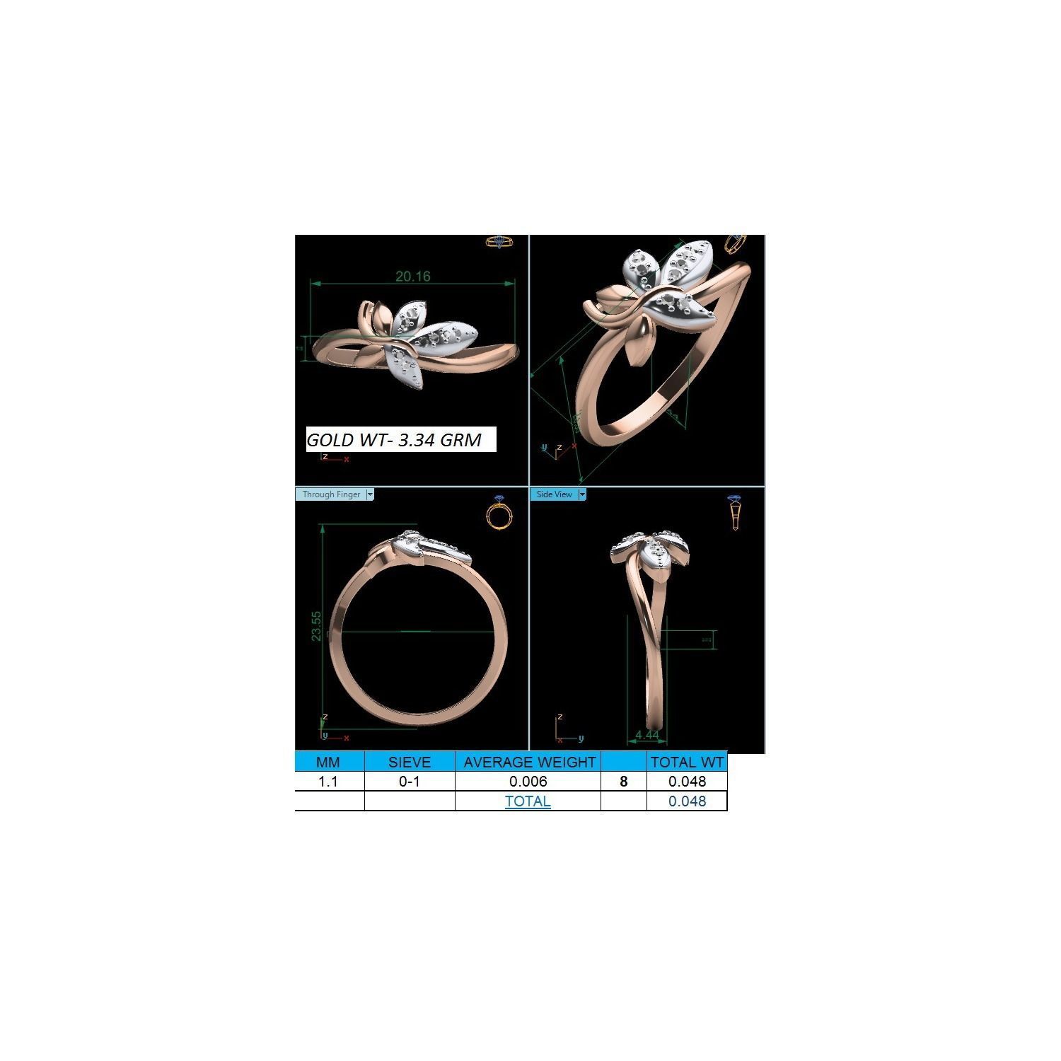 Women Wedding Engagement Ring STL OBJ FBX Renders Details 3D print model_24