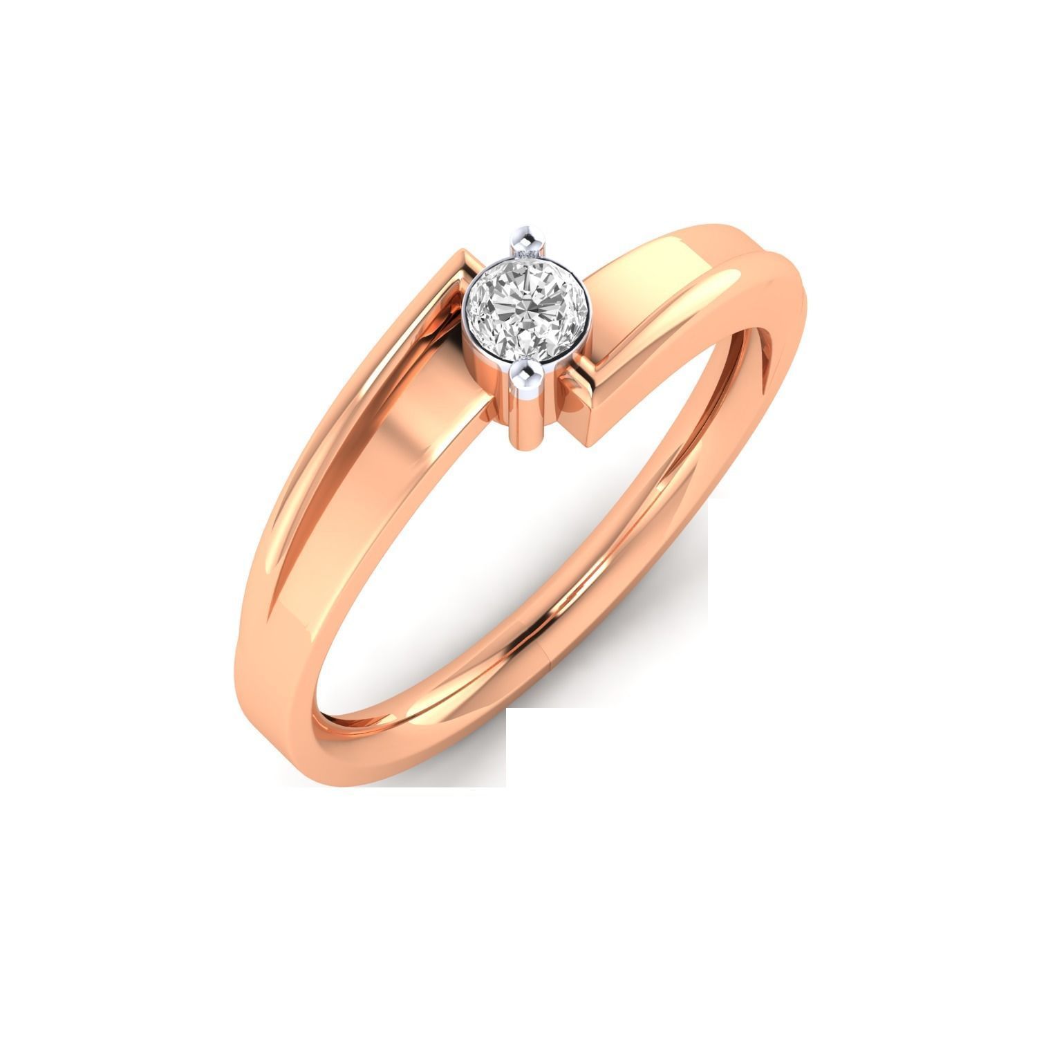 Women Solitaire Engagement Ring STL OBJ FBX Renders Details 3D print model_1