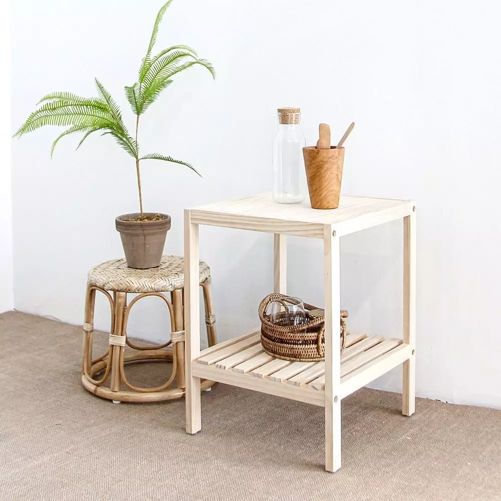 Pure solid wood mini table 3D model_0