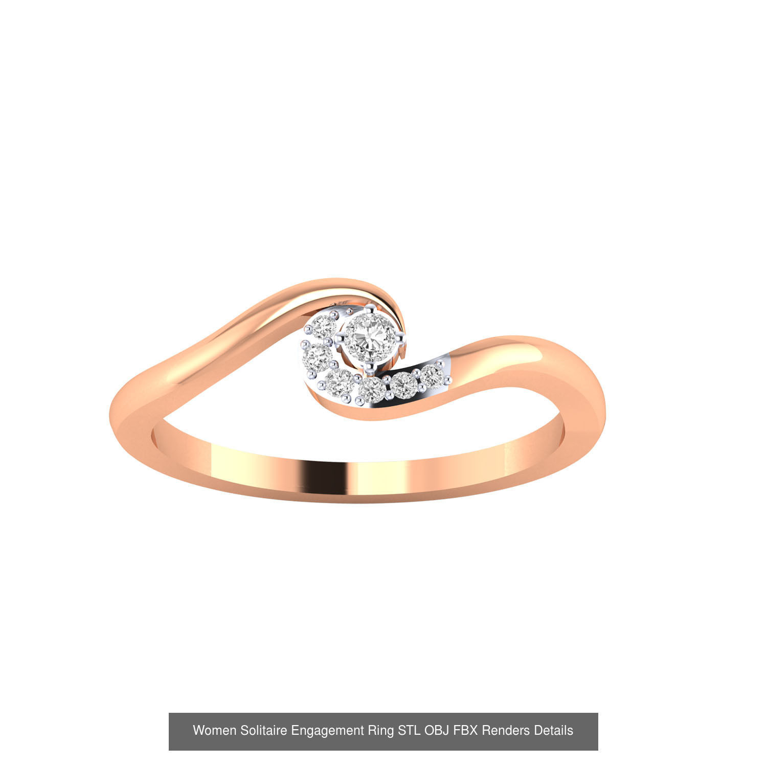 42 Solitaire Engagement Ring STL OBJ Renders Details Collection _8