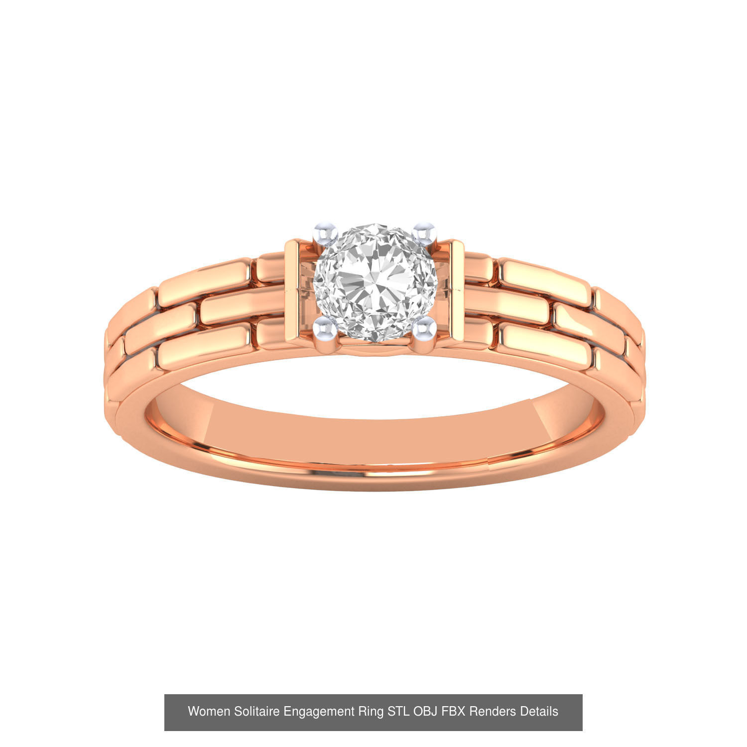 42 Solitaire Engagement Ring STL OBJ Renders Details Collection _38