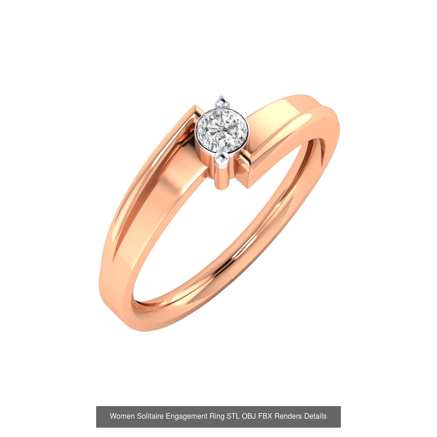 42 Solitaire Engagement Ring STL OBJ Renders Details Collection _46
