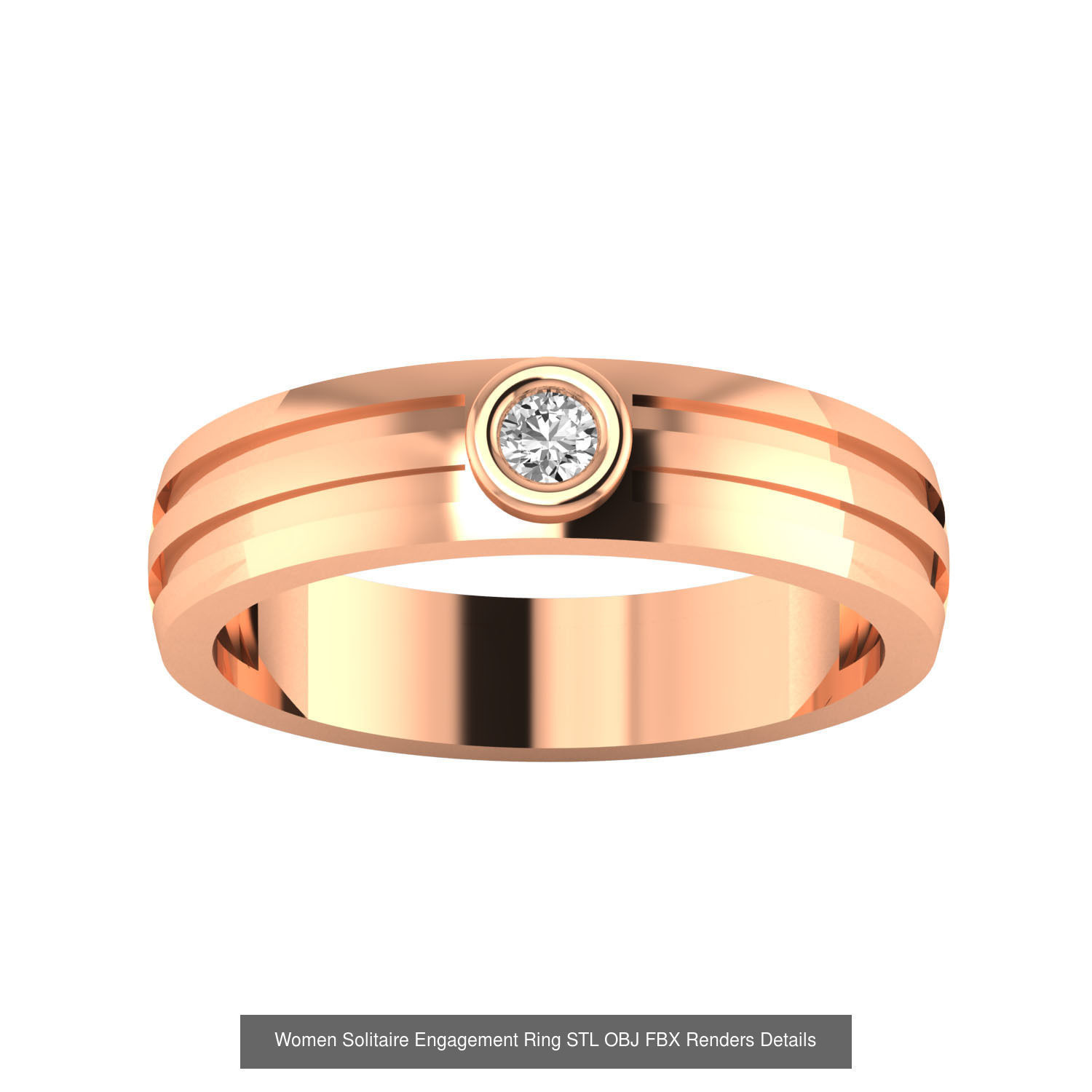 42 Solitaire Engagement Ring STL OBJ Renders Details Collection _26